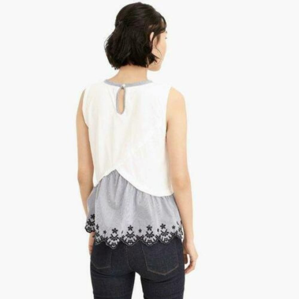 J. Crew Embroidered Peplum Tulip-Back Tank Top (S) EUC - Picture 2 of 8